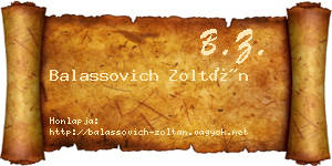 Balassovich Zoltán névjegykártya